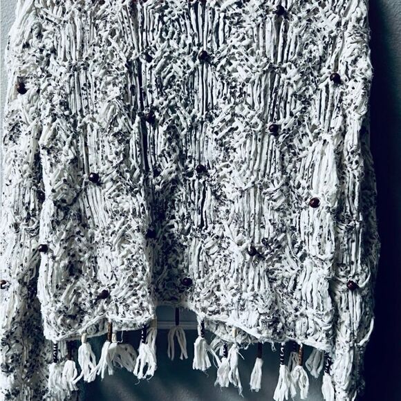 MOHÍTO ITALY MACRAMÉ OPEN KNIT OPEN FRONT SWEATER SIZE L - Picture 7 of 8